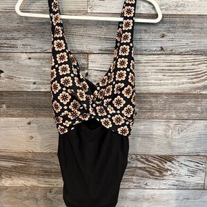 Floral Black One Piece Swimsuit